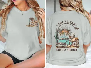 I Got A Heart Like A Truck T Shirt Women Country Music Shirts Nashville Concert Western Cowgirl Vintage Graphic Tee